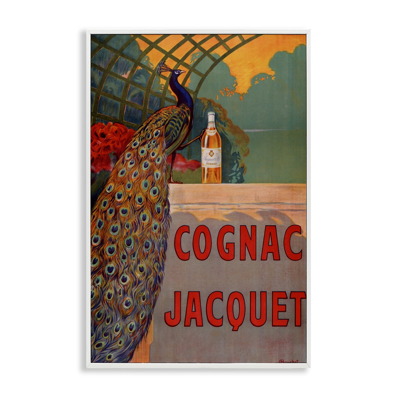 Stupell Industries Vintage Cognac & Peacock Framed Giclee Design by Marcus Jules